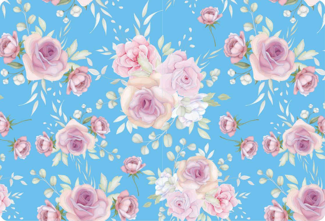 Floral vinyl carpet with roses on a blue background - TenStickers