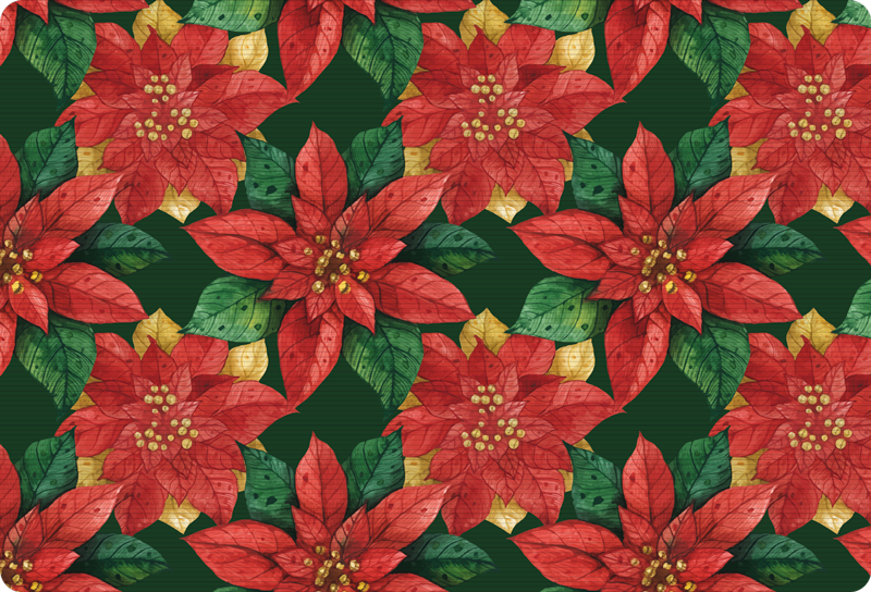 Floral vinyl carpet with festive red and green design - TenStickers