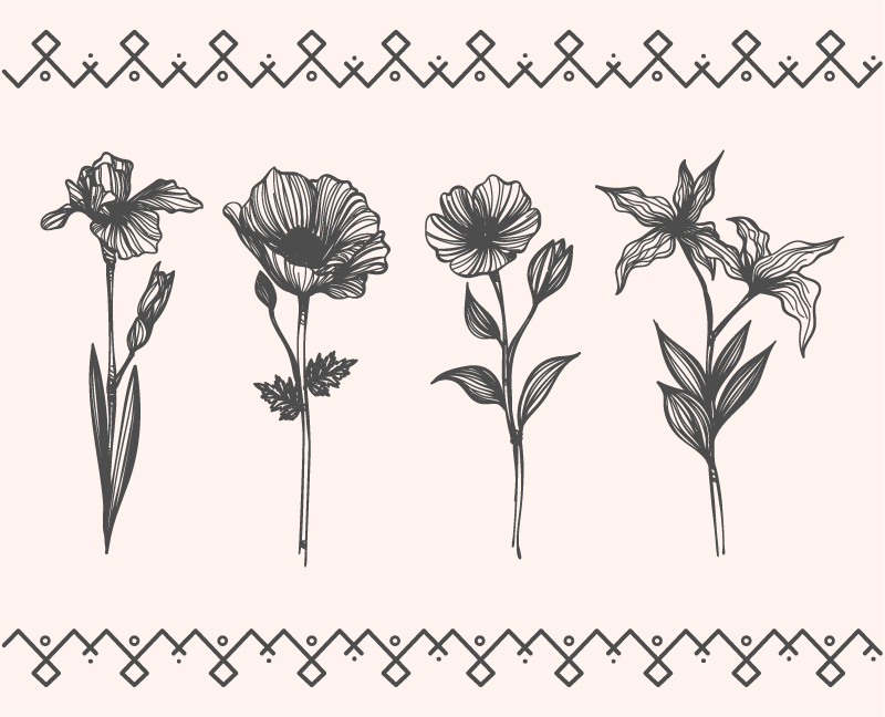 Floral vinyl carpet realistic vintage botany - TenStickers