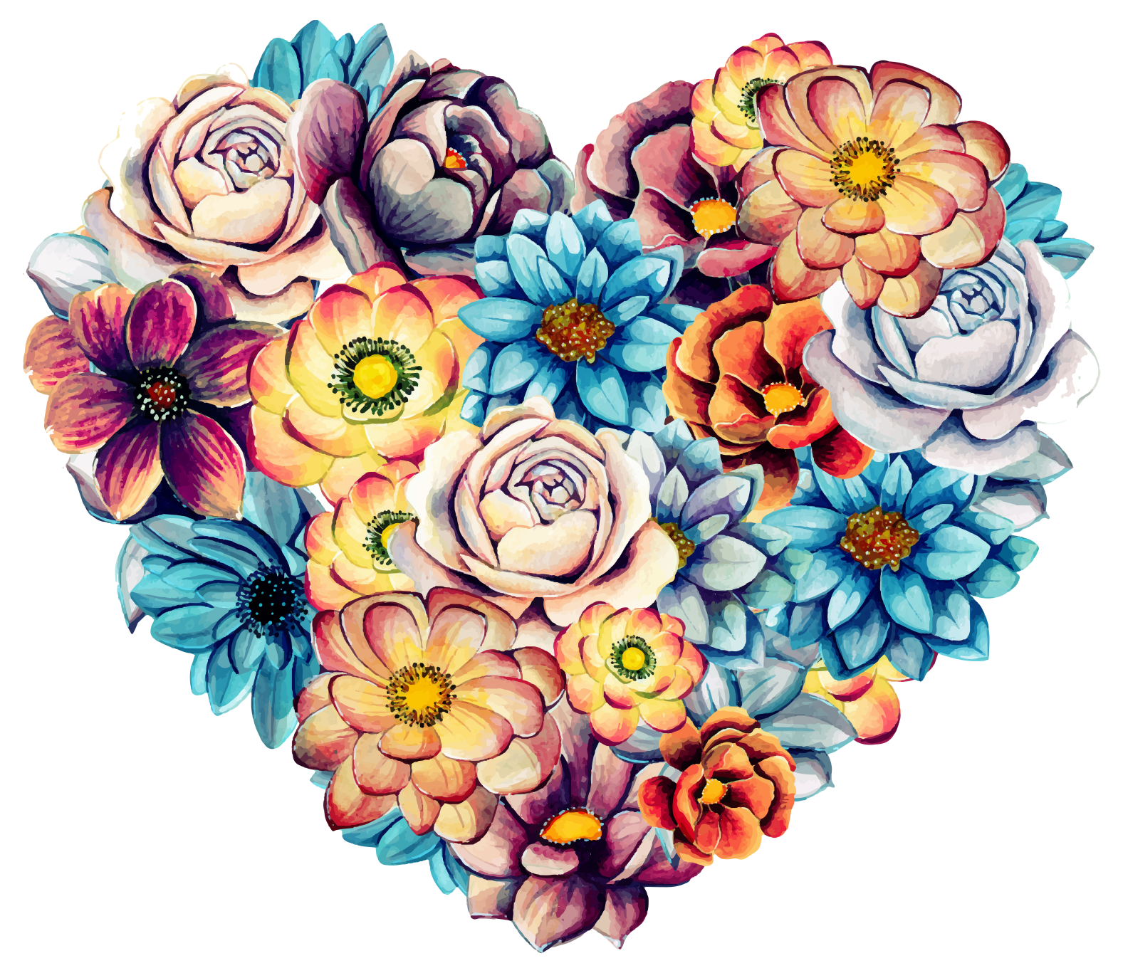 Floral vinyl carpet beautiful heart of flowers - TenStickers