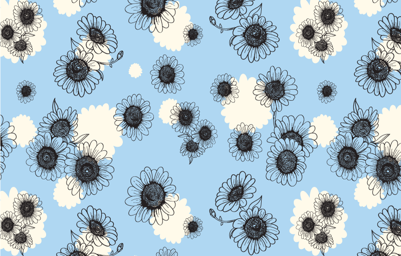 Floral vinyl carpet daisies seamless modern design - TenStickers
