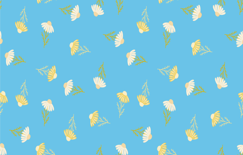 Floral vinyl carpet daisy pattern blue background - TenStickers