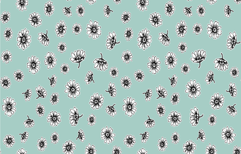 Floral vinyl carpet with charming white daisies - TenStickers