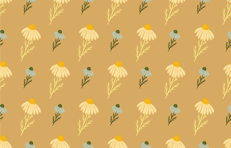 Floral vinyl carpet with natural chamomile pattern - TenStickers