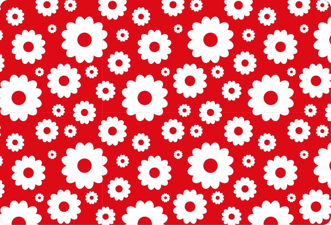Floral vinyl carpet white daisies on red - TenStickers