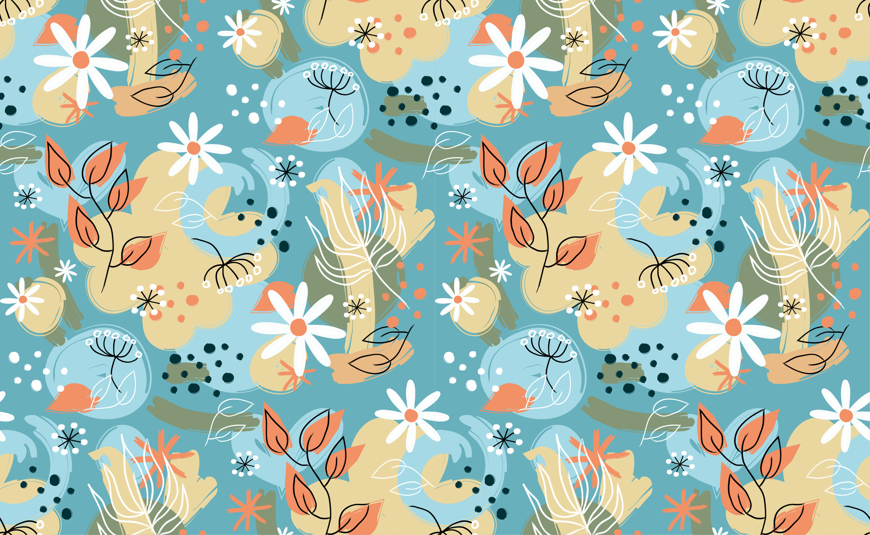 Floral vinyl carpet abstract flat floral design - TenStickers