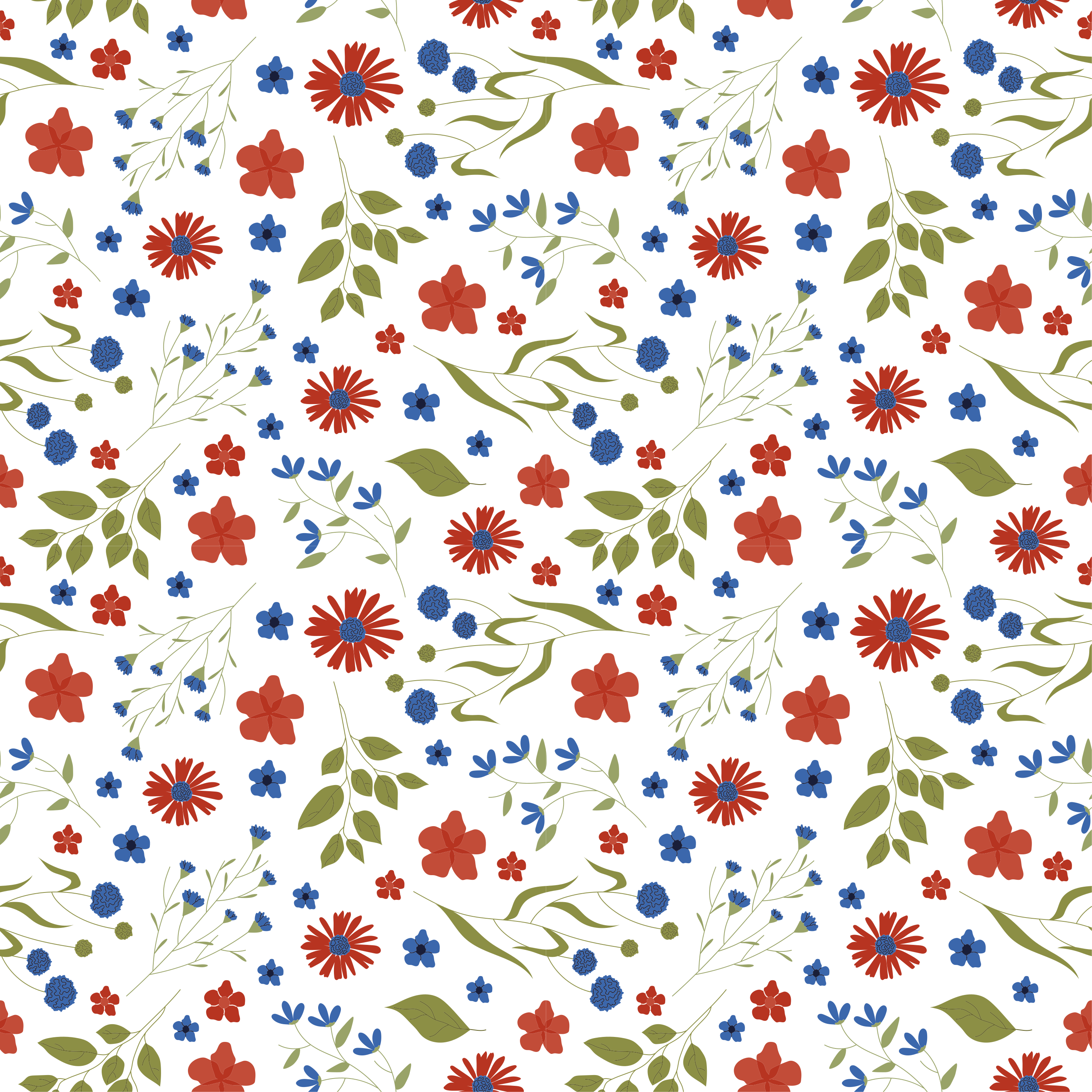 Floral vinyl carpet with blue and red garden designs - TenStickers