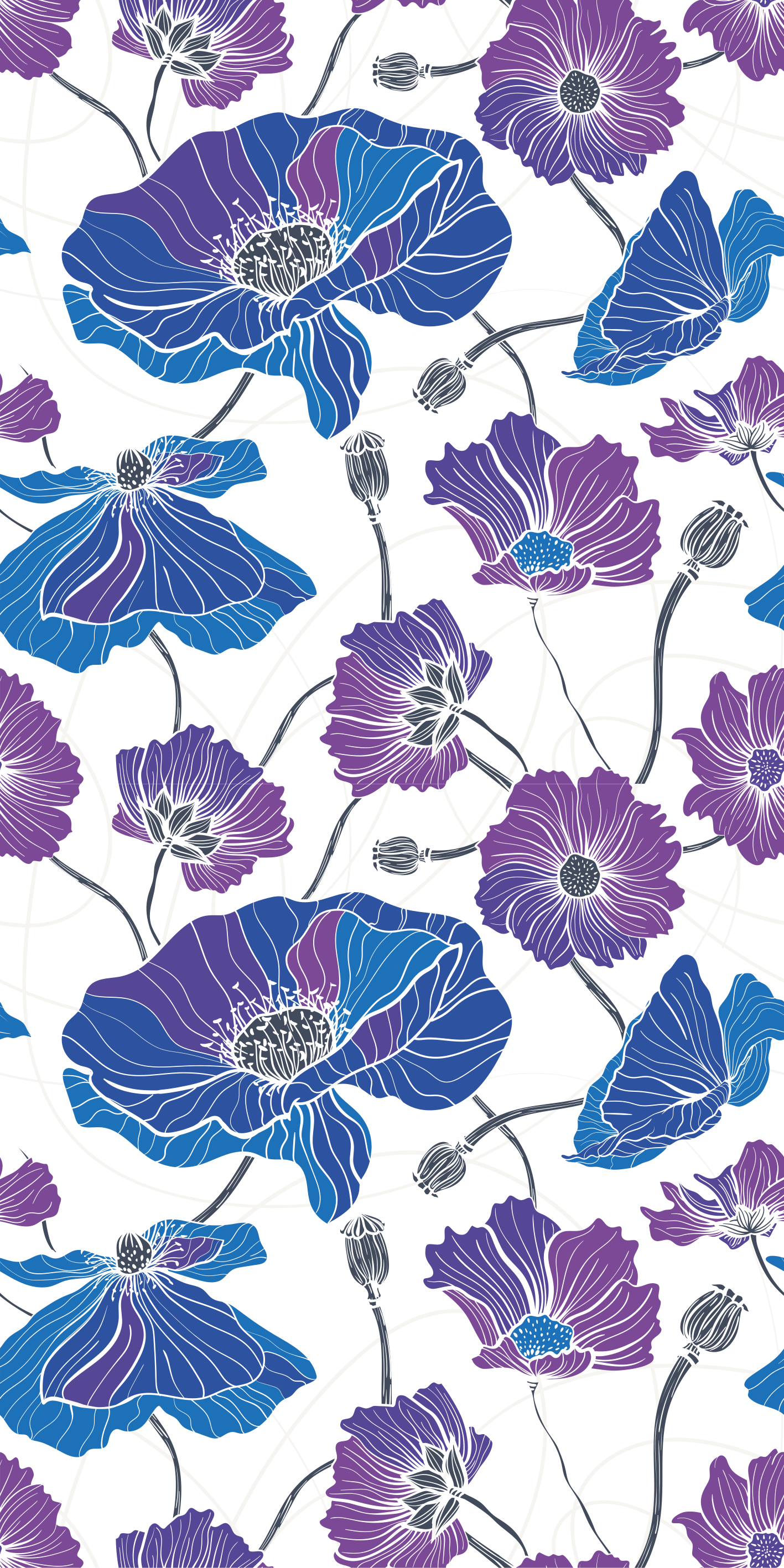 Floral vinyl carpet blue and purple garden flowers - TenStickers