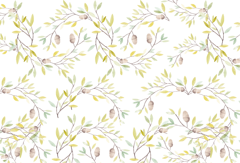 Floral vinyl carpet original watercolor green leaves pattern - TenStickers