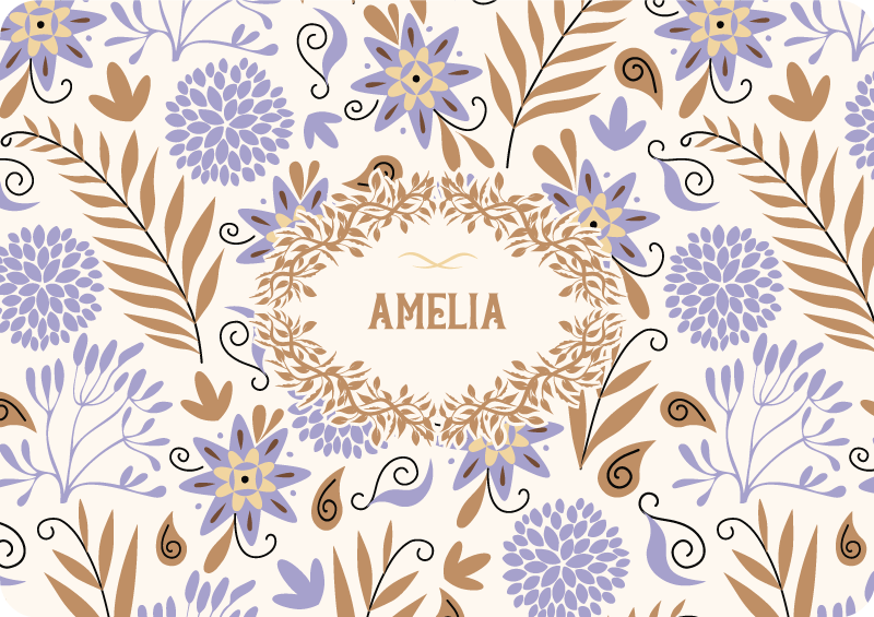 Floral vinyl carpet with hand-painted vintage flowers - TenStickers