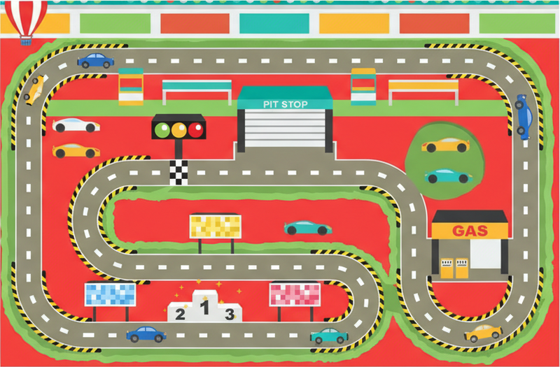 Road vinyl carpet colorful cartoon raceway - TenStickers
