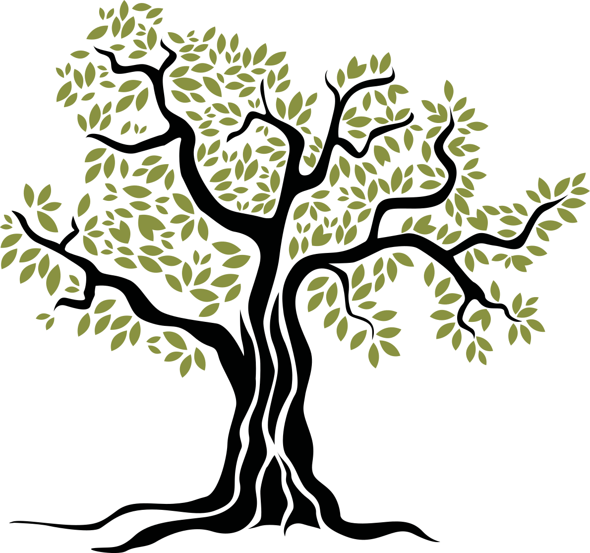 Floral vinyl carpet black olive tree with green leaves - TenStickers