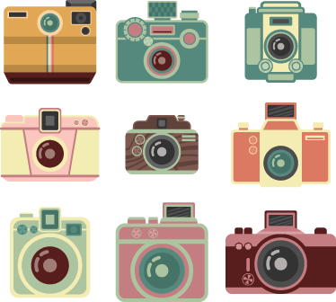 Dining room vinyl carpet vintage cameras - TenStickers