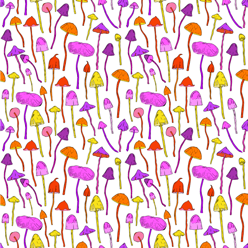 Dining room vinyl carpet with psychedelic mushroom pattern - TenStickers
