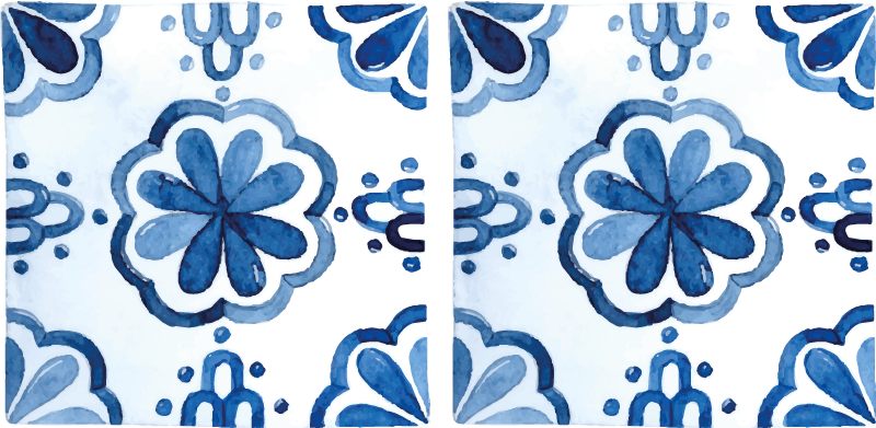 Dining room vinyl carpet with floral tile patterns - TenStickers