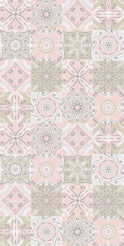 Kitchen vinyl carpet in pink and grey tile - TenStickers