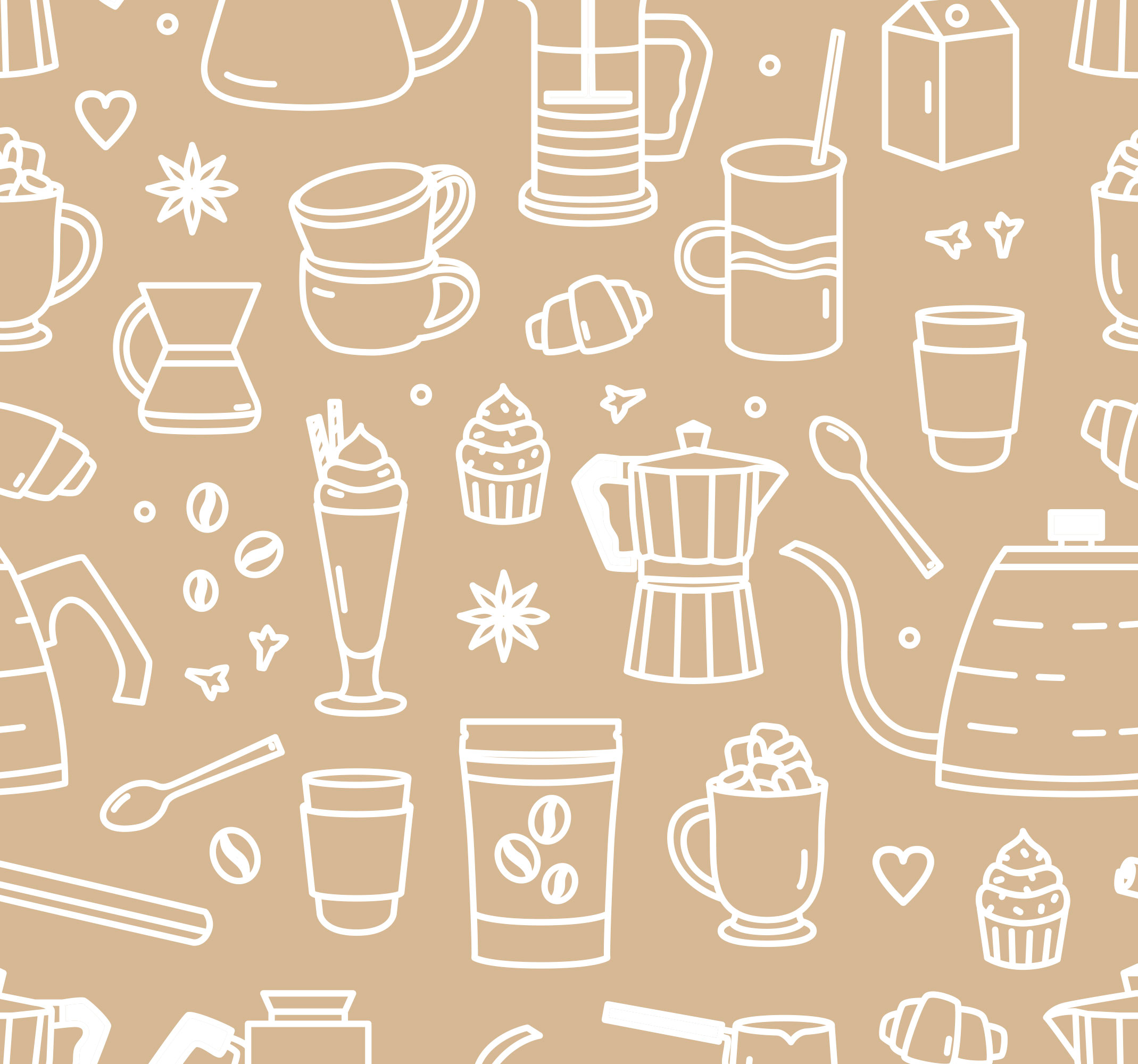 Kitchen vinyl carpet with coffee cups and glasses pattern - TenStickers