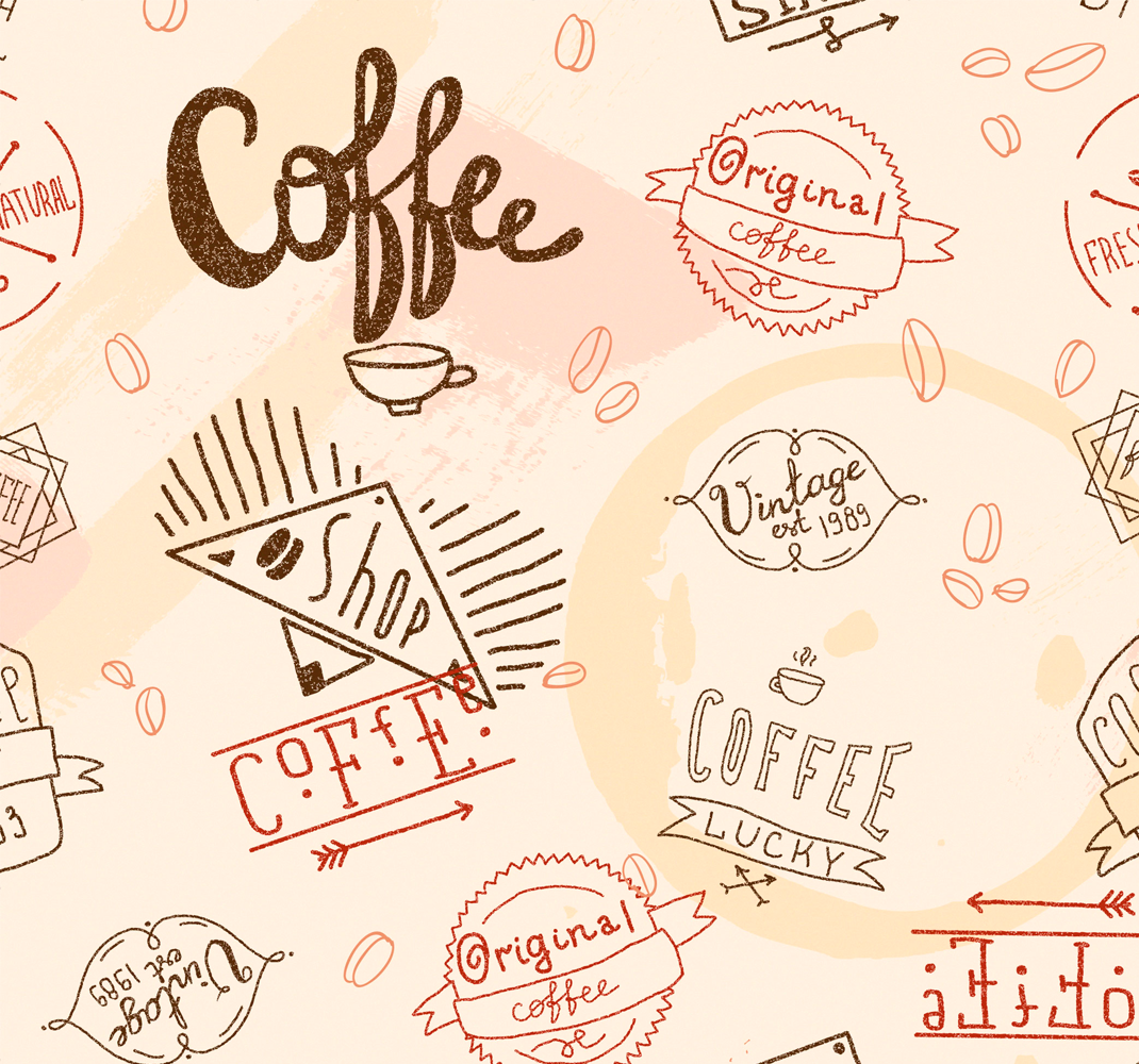 Kitchen vinyl carpet with coffee icons - TenStickers