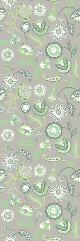 Kitchen vinyl carpet with delicate green floral design - TenStickers