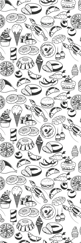 Kitchen vinyl carpet with food doodles design - TenStickers