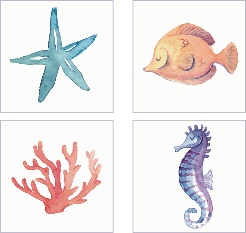 Bathroom vinyl carpet marine animals - TenStickers