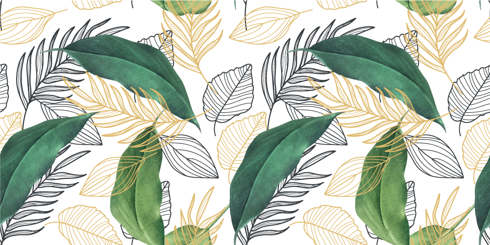 Bathroom vinyl carpet with green and gold leaves - TenStickers