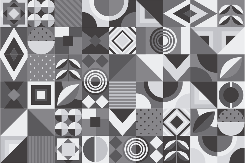 Bathroom vinyl carpet in gray geometric tiles - TenStickers