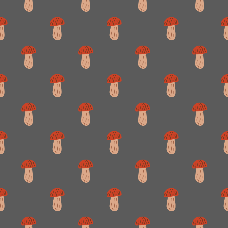 Floral vinyl carpet classic mushrooms gray background - TenStickers