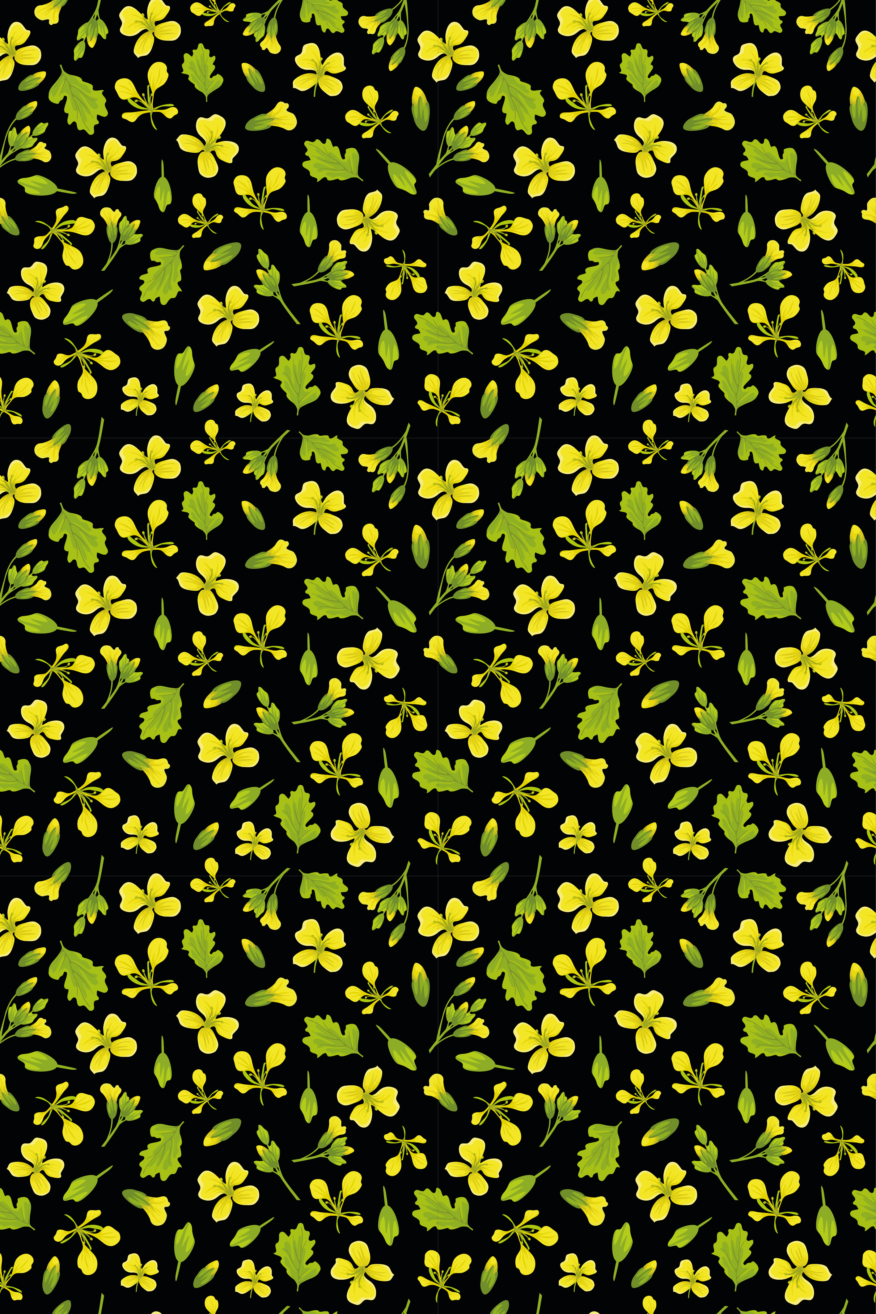 Floral vinyl carpet in black background with yellow - TenStickers