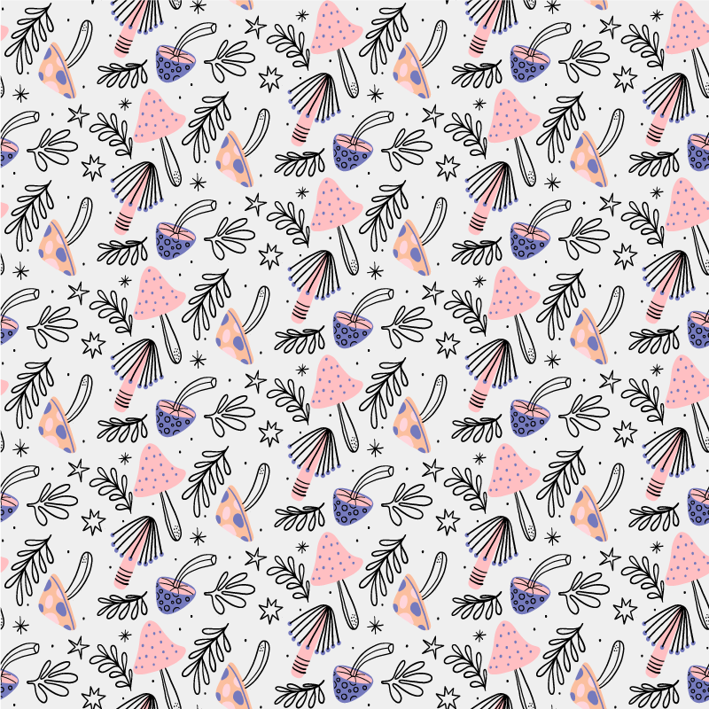 Classical mushrooms and flowers floral vinyl carpet - TenStickers