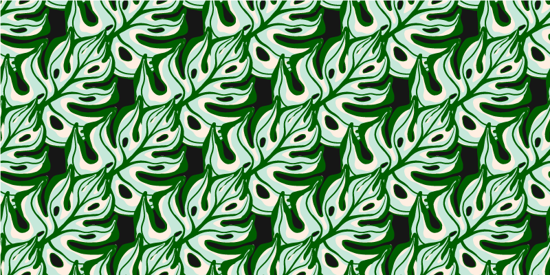 Floral vinyl carpet with vibrant black and green flora - TenStickers