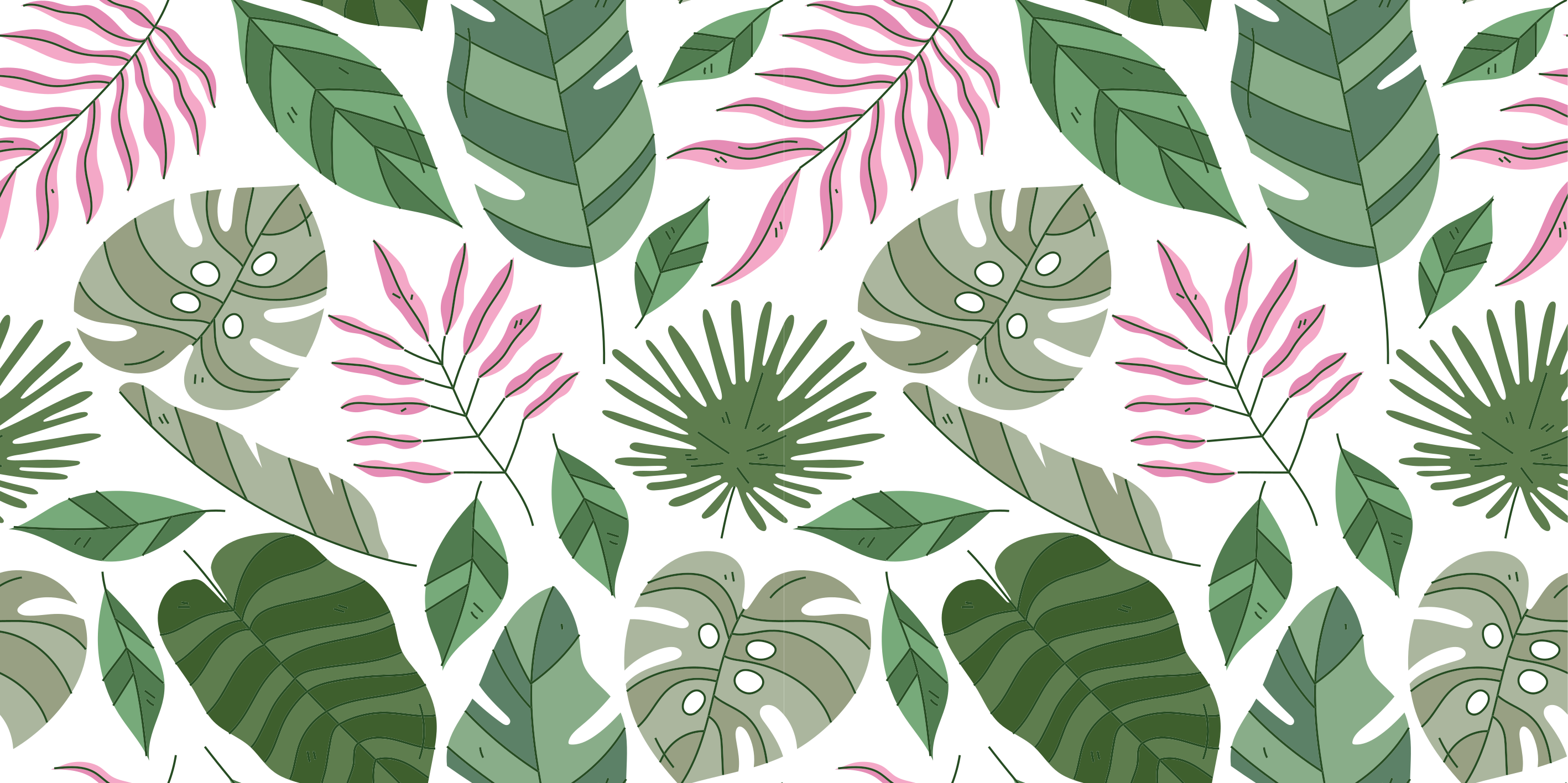 Floral vinyl carpet tropical minimalist garden plants - TenStickers