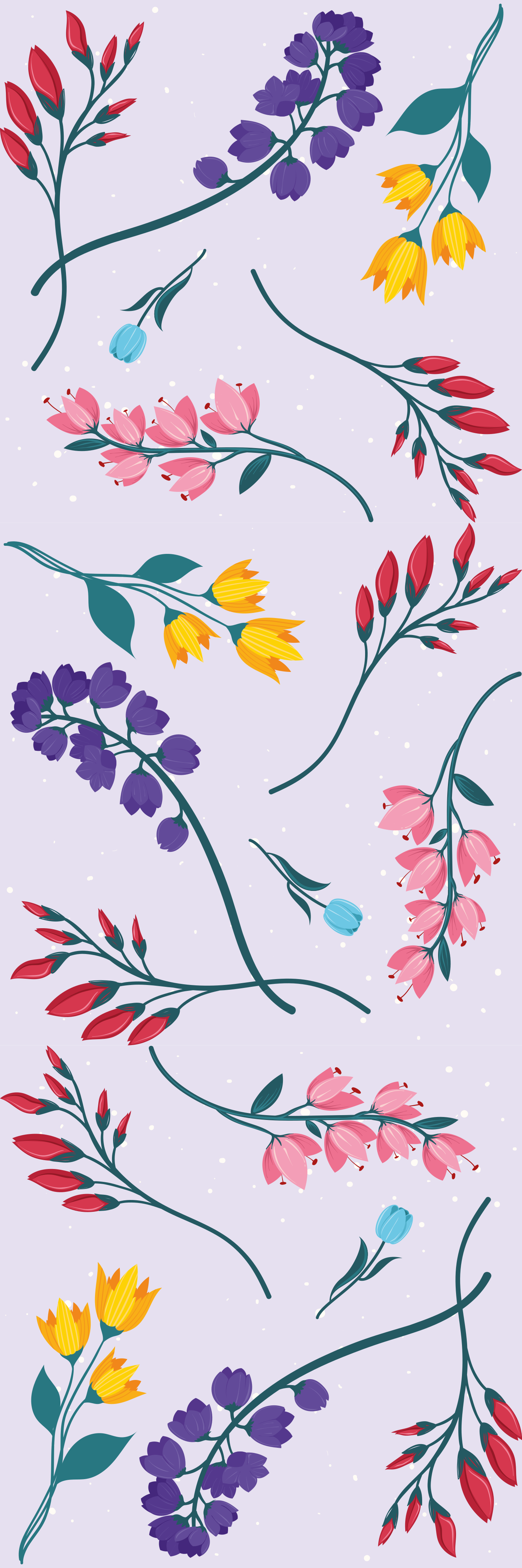 Floral vinyl carpet with minimalist garden flowers - TenStickers