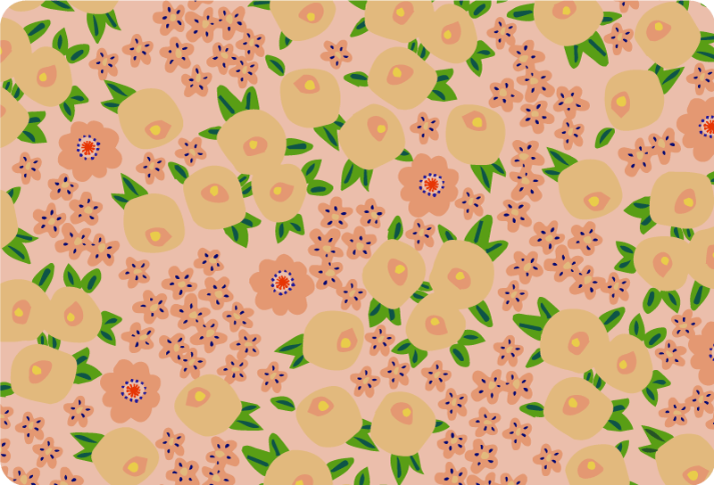 Floral vinyl carpet with original peach floral pattern - TenStickers