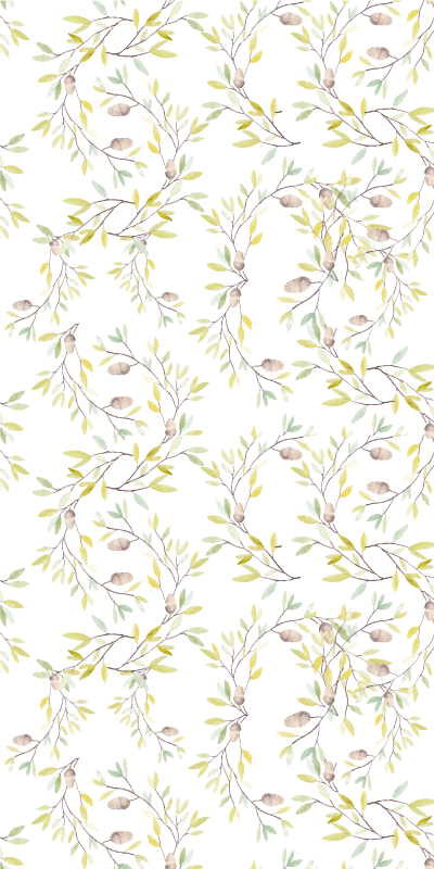 Floral vinyl carpet original watercolor green leaves pattern - TenStickers
