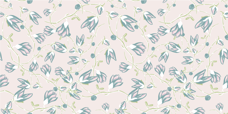 Floral vinyl carpet with leaves and flowers pattern - TenStickers