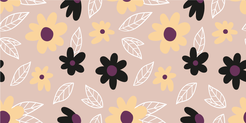 Floral vinyl carpet with vibrant modern blooms on beige - TenStickers