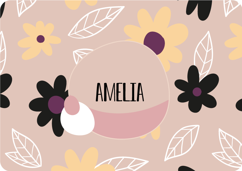 Floral vinyl carpet with vibrant flowers on beige - TenStickers