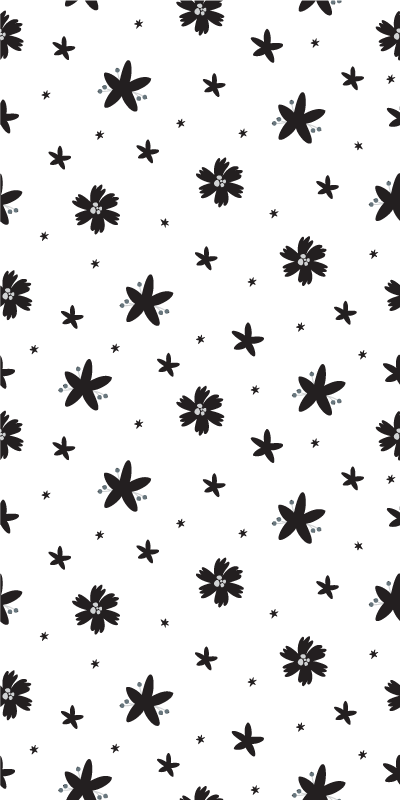 Floral vinyl carpet in black and white floral design - TenStickers