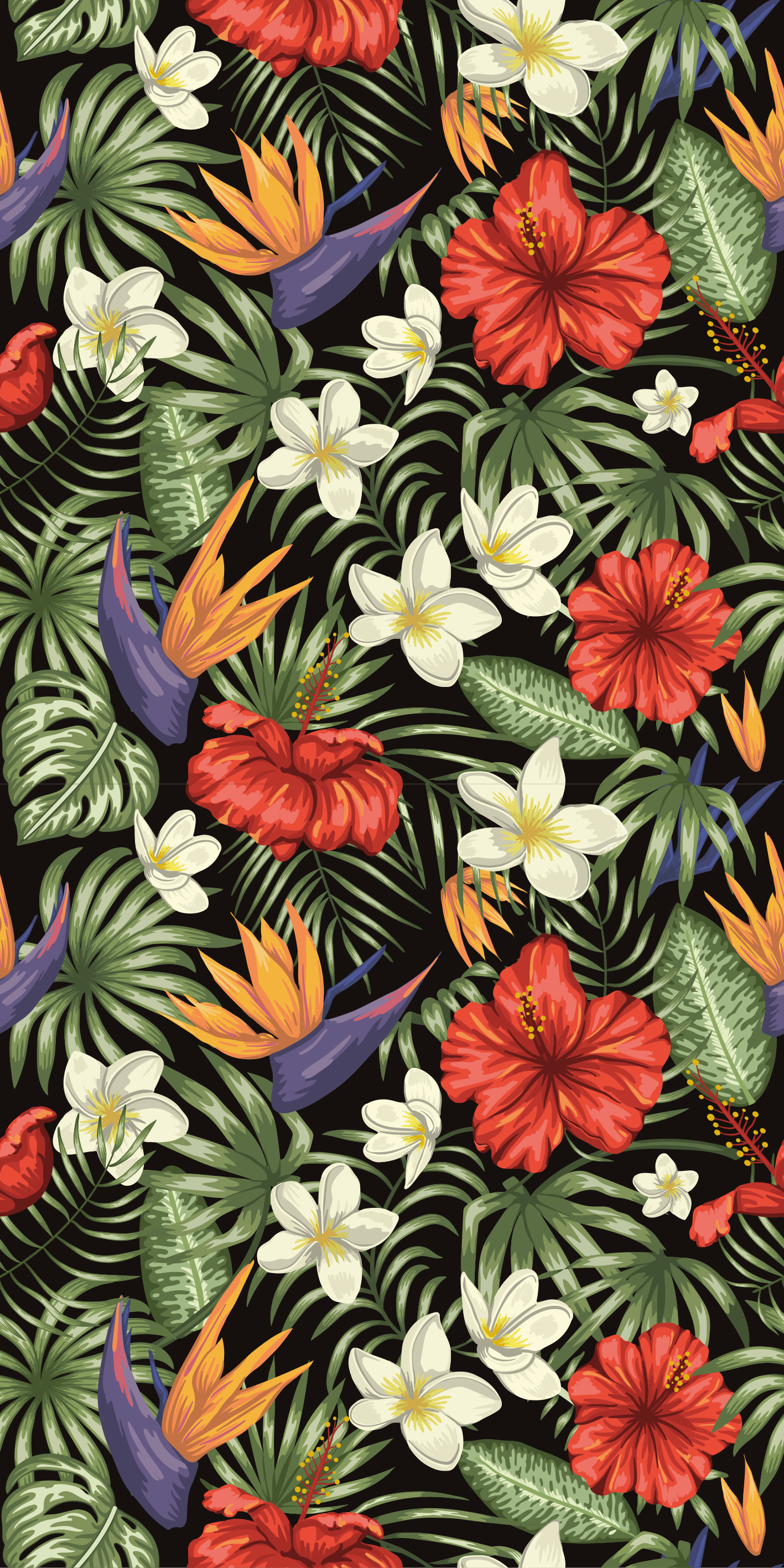 Floral vinyl carpet with tropical jungle plant design - TenStickers