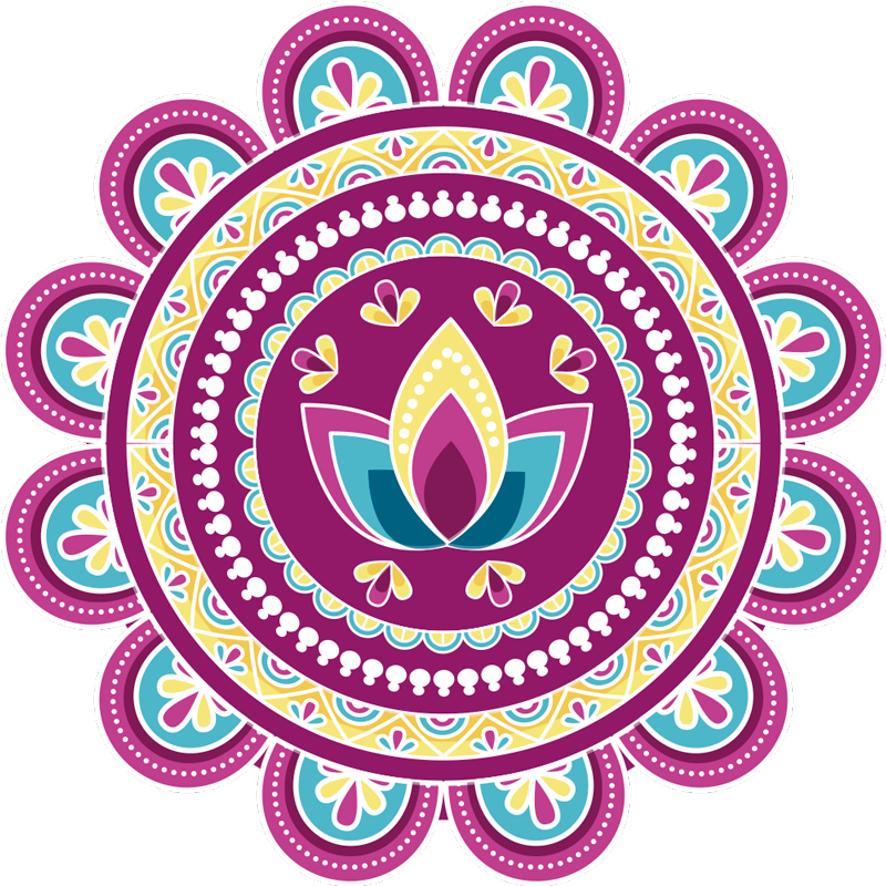 Floral vinyl carpet colorful lotus mandala - TenStickers