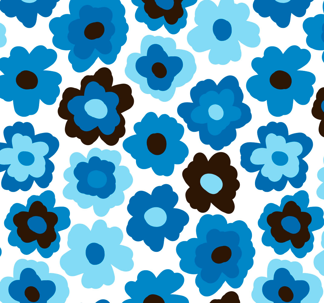 Floral vinyl carpet blue poppy - TenStickers