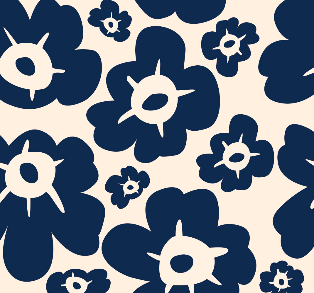 Floral vinyl carpet dark blue poppy - TenStickers