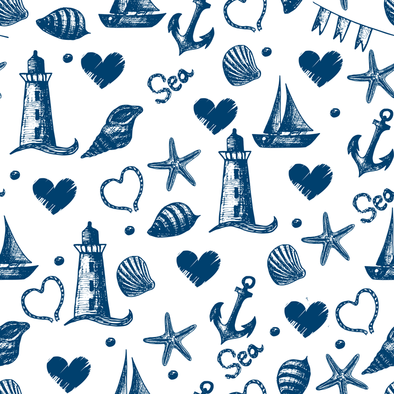 Floral vinyl carpet with nautical theme design - TenStickers