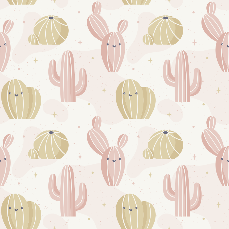 Floral vinyl carpet with adorable cactus design - TenStickers