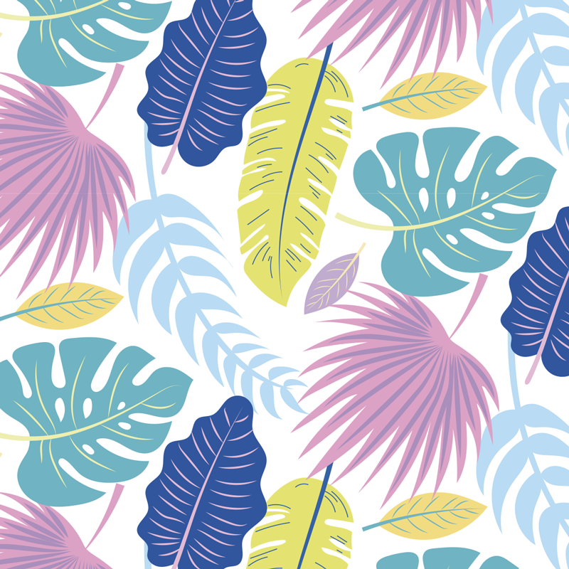 Floral vinyl carpet with vibrant leaf designs - TenStickers