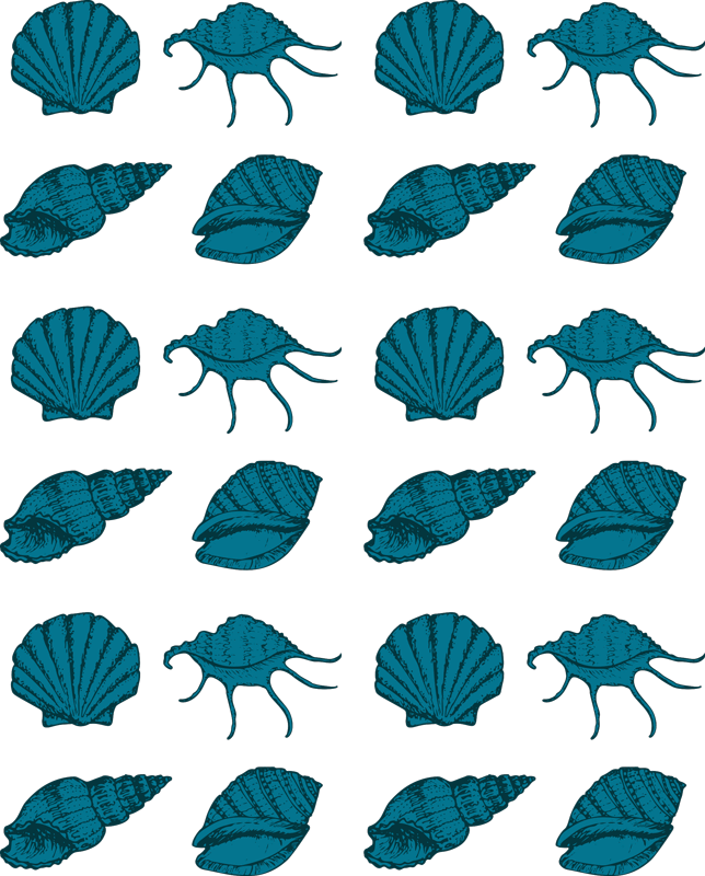Floral vinyl carpet with decorative shell designs - TenStickers