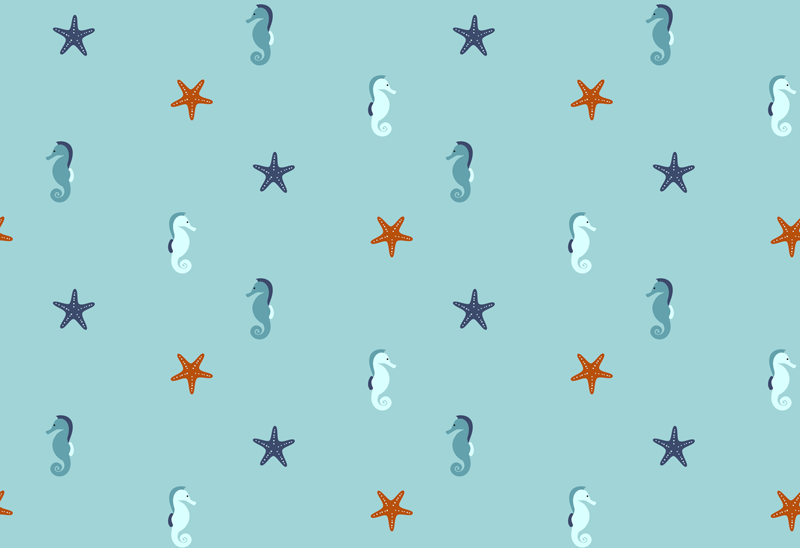 Floral vinyl carpet seahorse starfish design - TenStickers