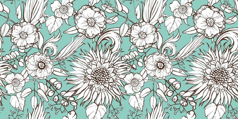 Floral vinyl carpet floral motifs collection - TenStickers