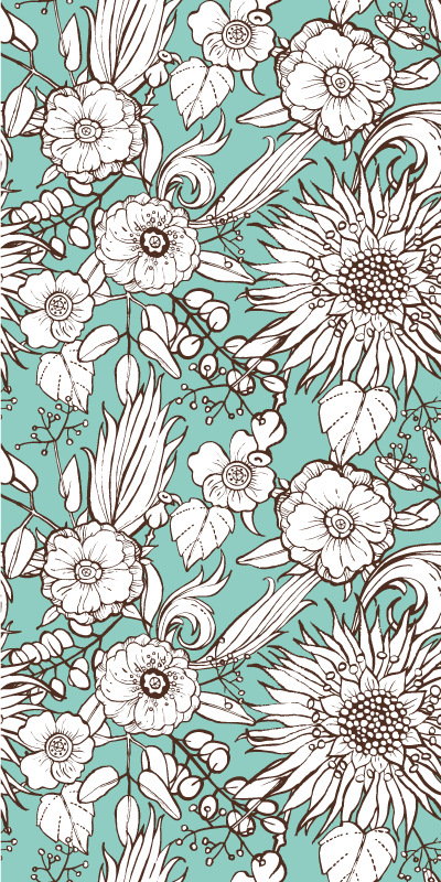 Floral screen pattern floral vinyl carpet - TenStickers